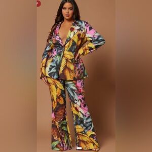 Fashion Nova Multicolor Leaf Print Blazer